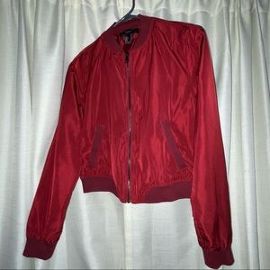 Burgundy/red cherry bomber jacket